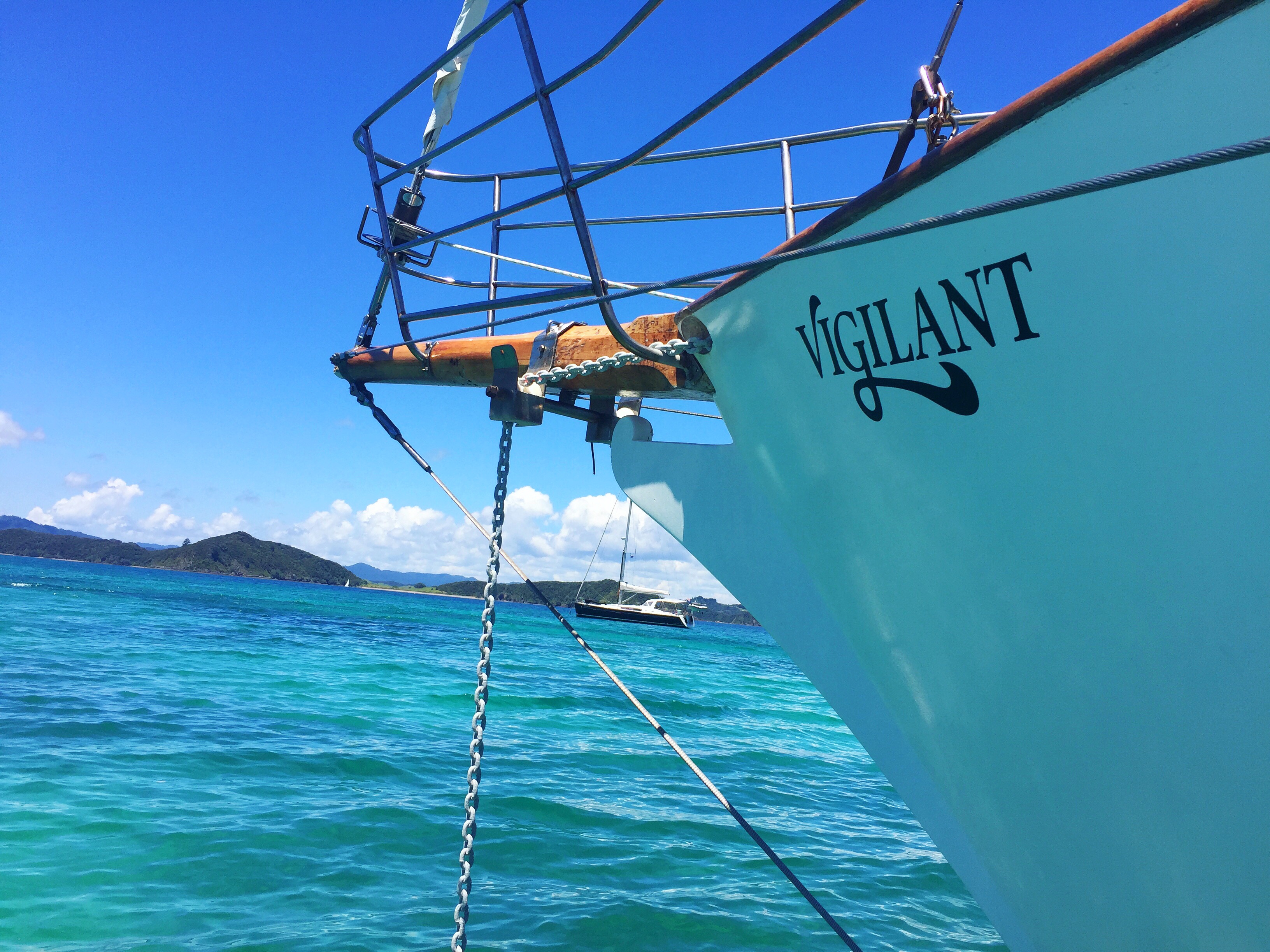 Bowsprit and Anchor chain of Vigilant Yacht